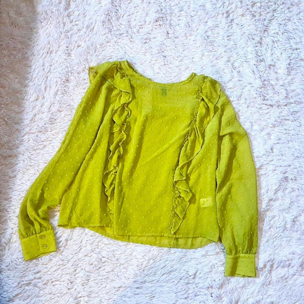 Vylette Swiss Dot Ruffle Cottage Core Prairie Boho Hipster Festival Indie Blouse